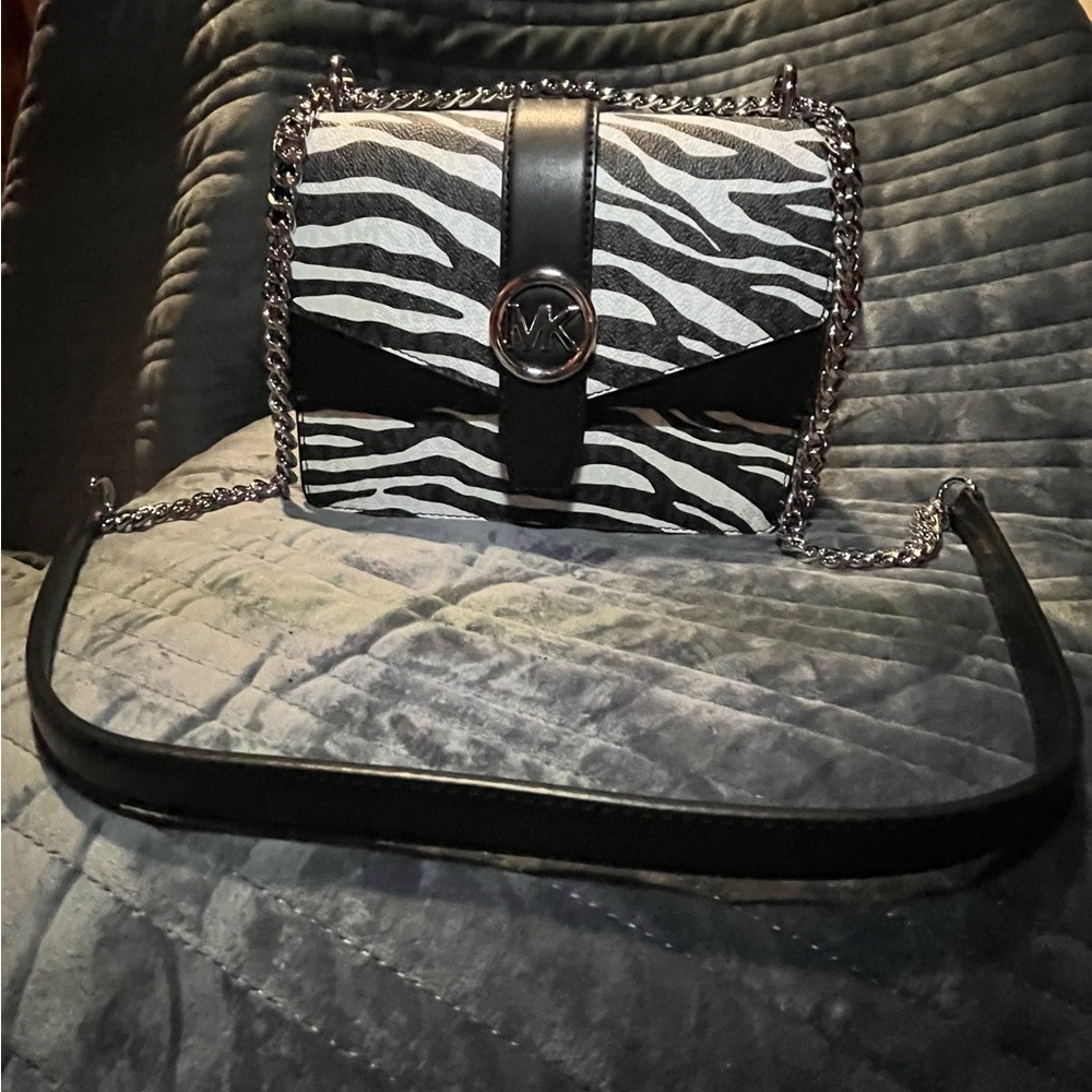 NWT Michael Kors Greenwich Small Zebra Print Calf Hair Crossbody Bag